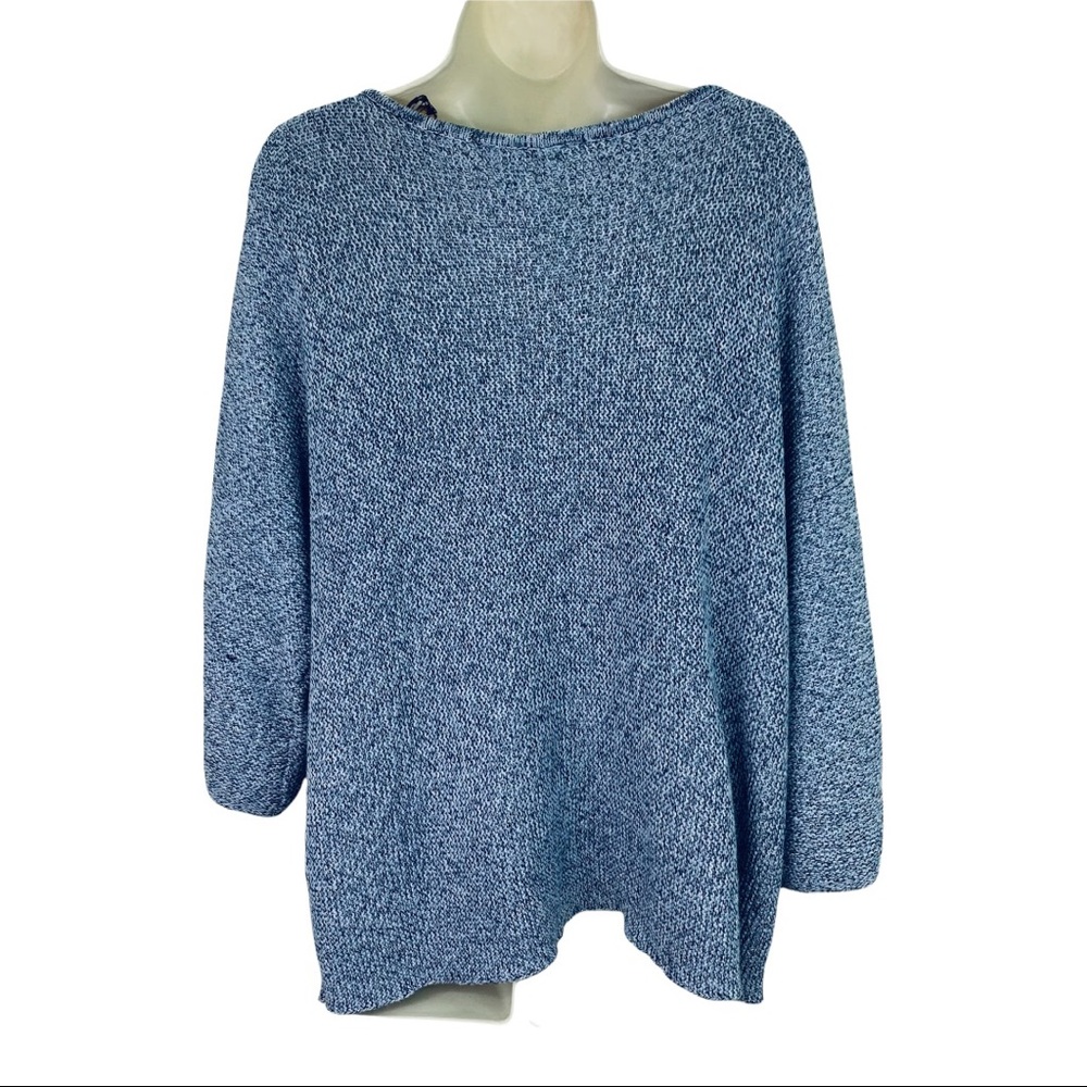 H & M Basic Women’s Oversized Marled Knit Blue Sweater - Picture 2 of 11